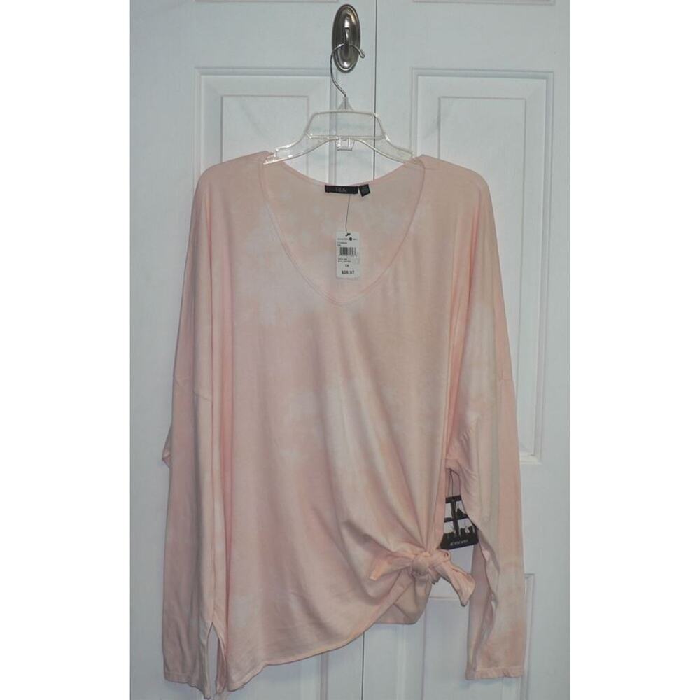 RDI Women's V-Neck As You Wish Convertible Tie Dye Tee‎ in Pink 3X MSRP $27